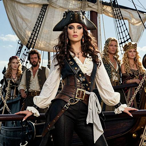 Elegant Pirate Lady on Ship