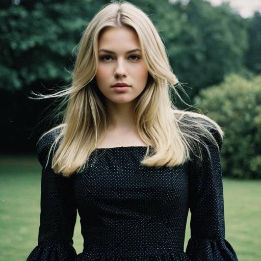 Blonde Woman in Black Dress Outdoors