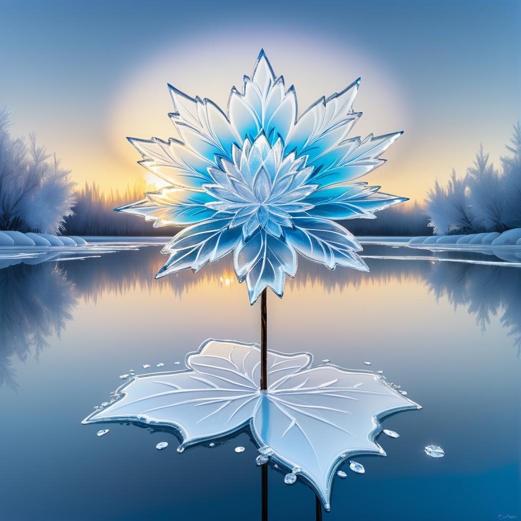 Stunning Ice Flower on Crystal Lake