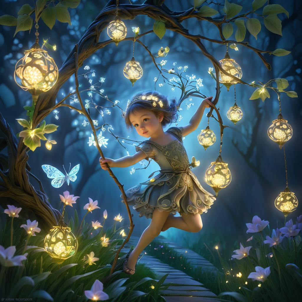 Whimsical Fantasy Art with Luminous Golem