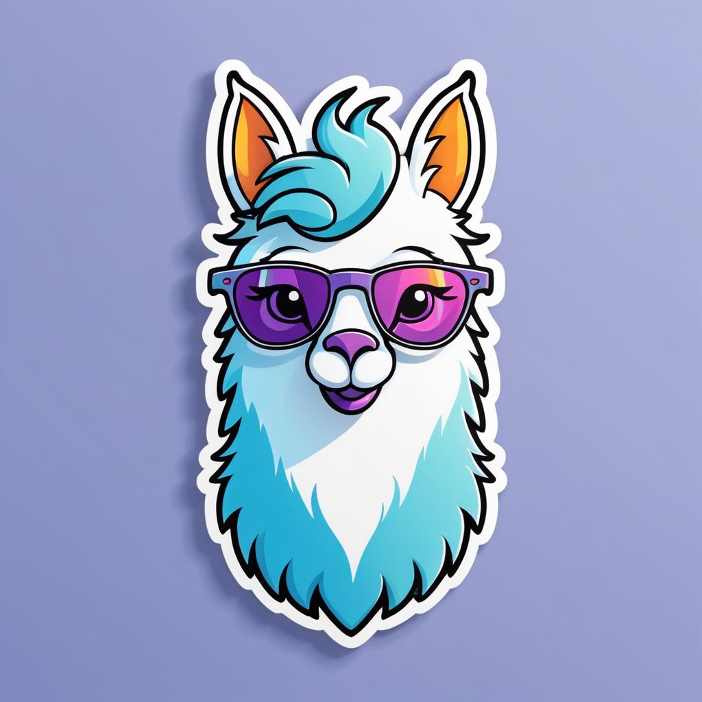 Quirky Llama Die-Cut Sticker Design