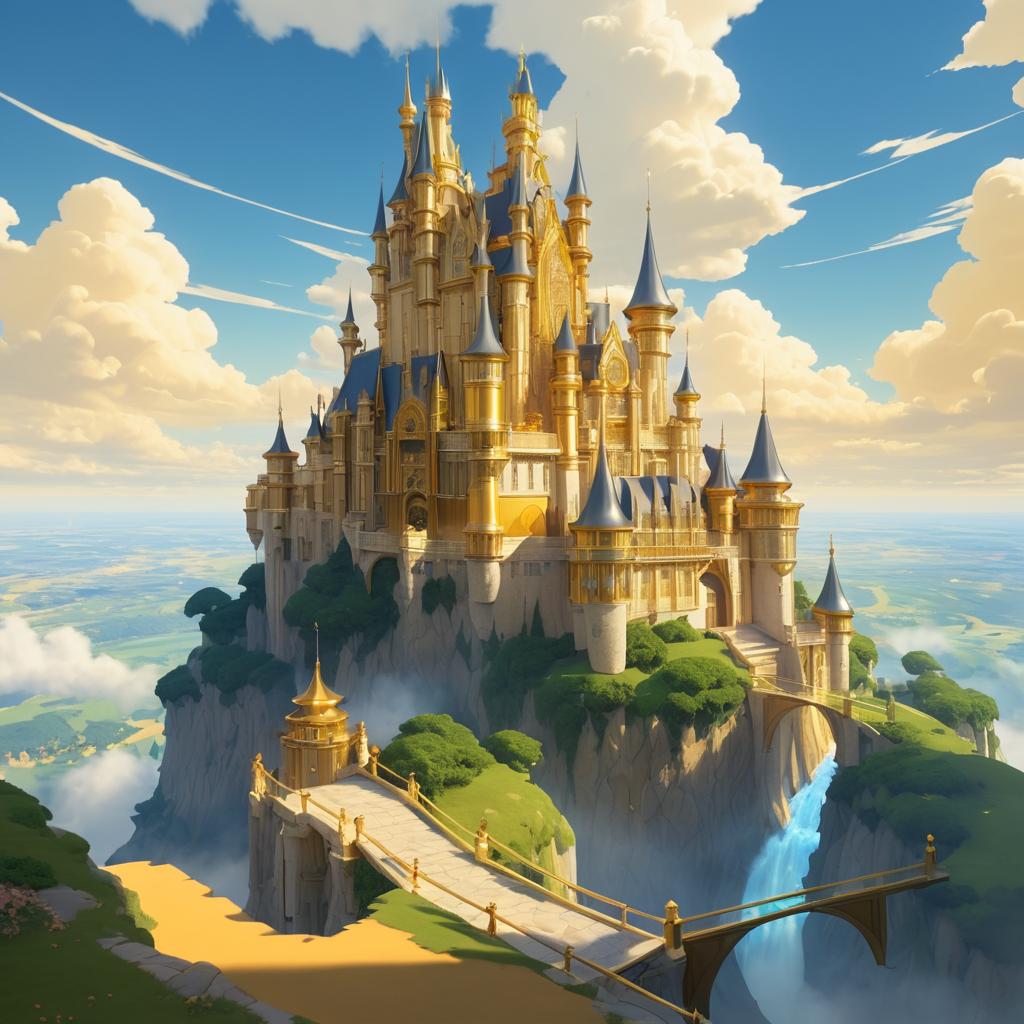 Magical Golden Castle in the Clouds