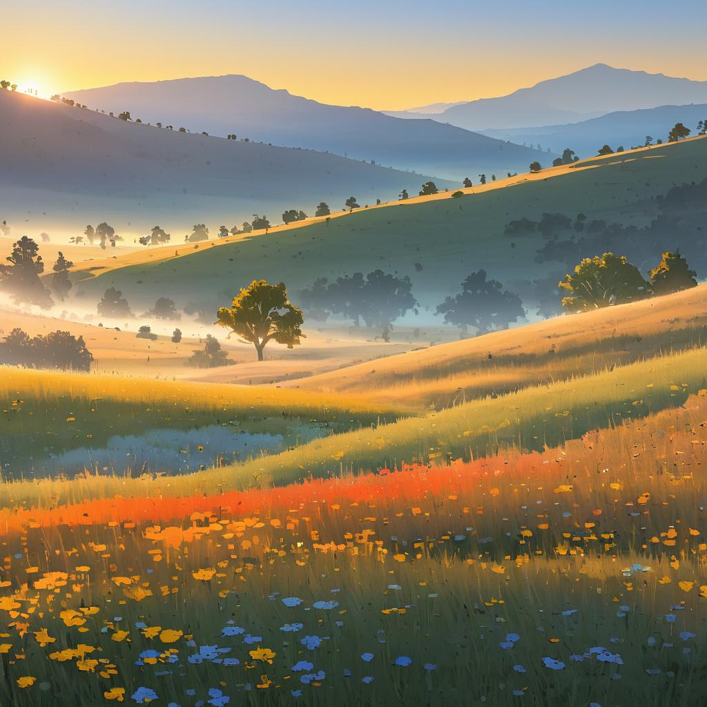 Vibrant Southwestern Morning in Misty Foothills