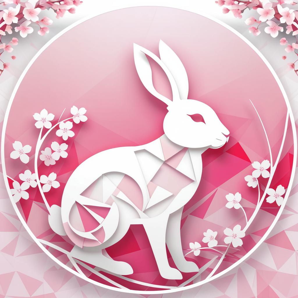 Abstract Cherry Blossom Rabbit Artwork