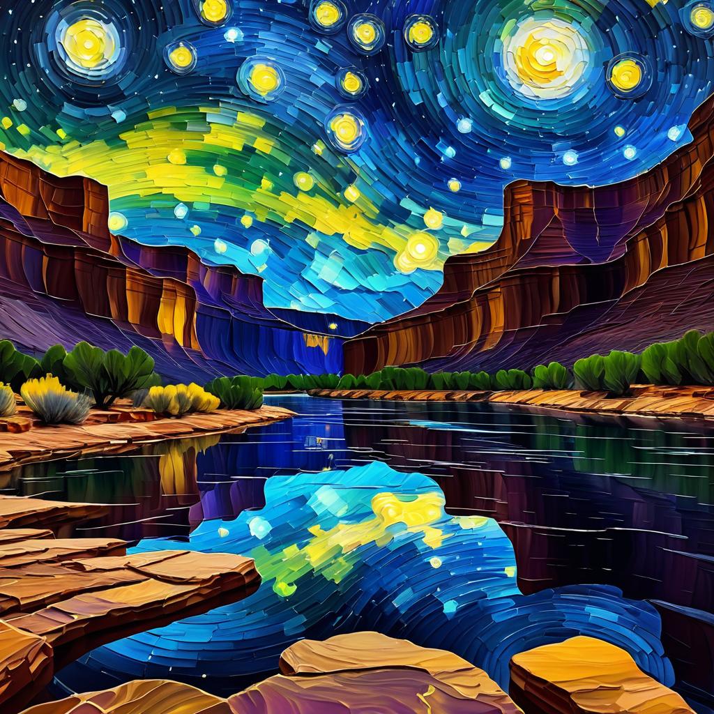 Starry Night Over Grand Canyon in Van Gogh Style