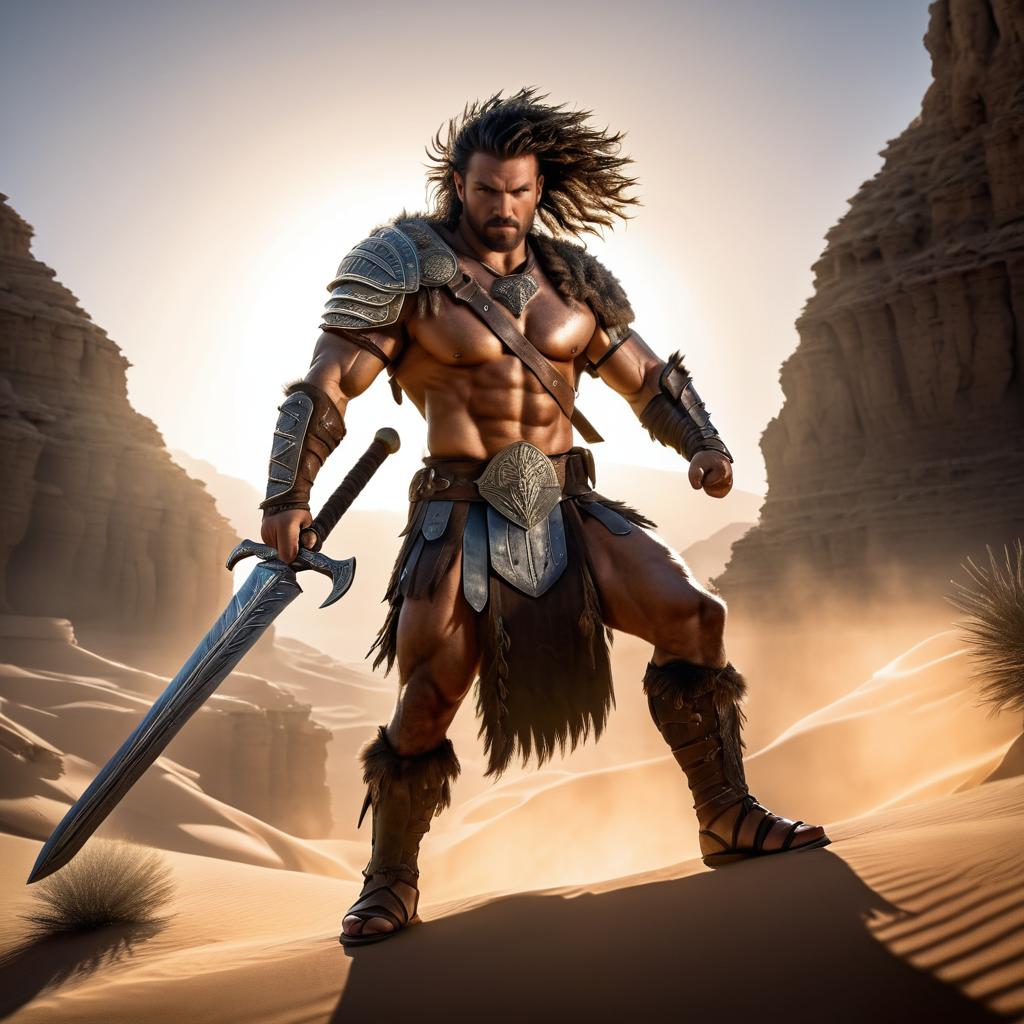 Fierce Barbarian in Desert Canyon