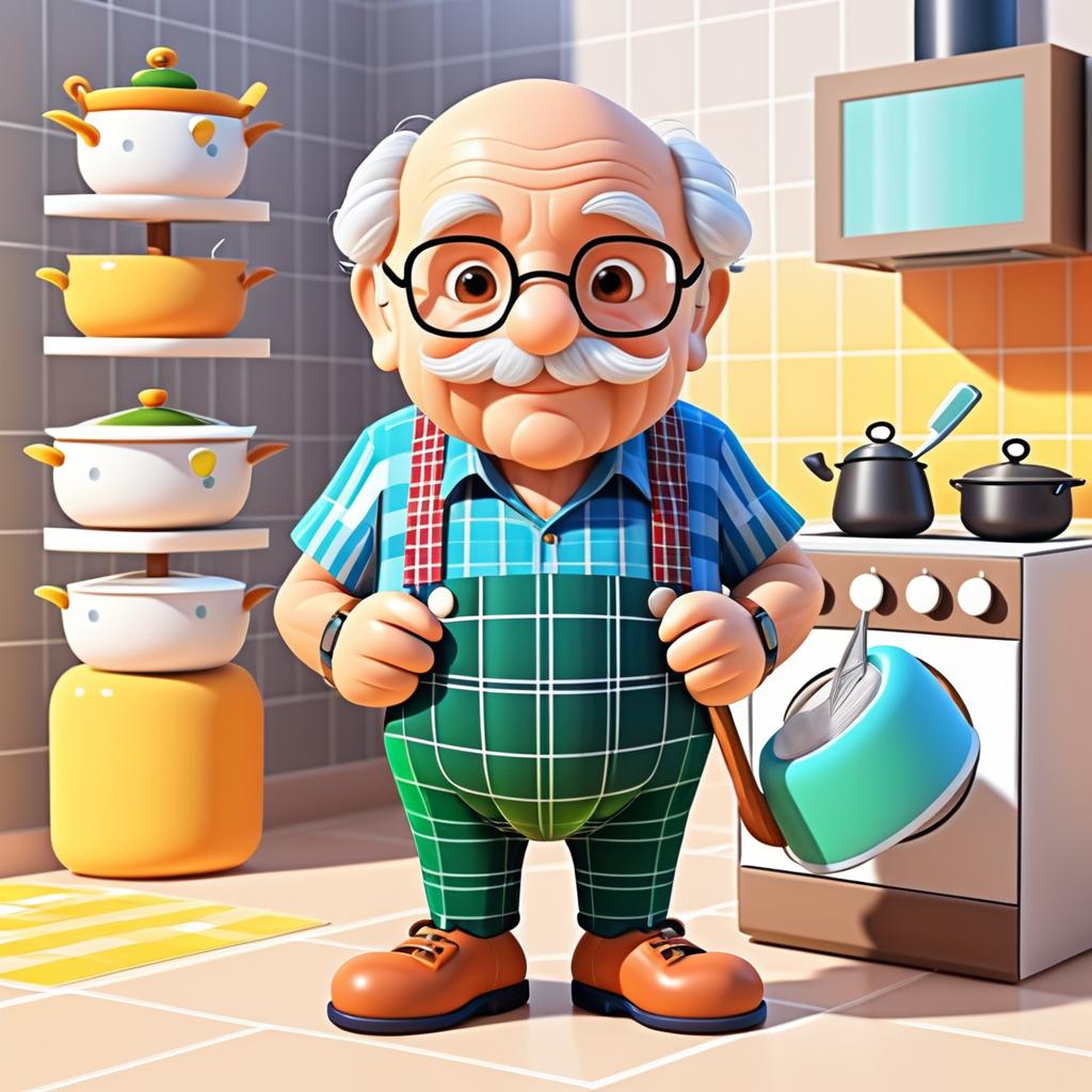 Cheerful Italian Grandpa Chibi Character