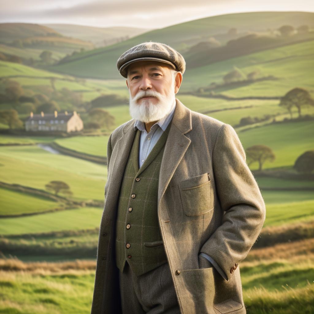 Elderly Man in Countryside Dreamscape