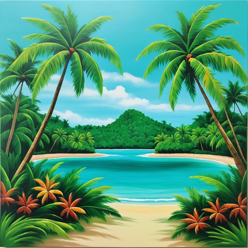 Vibrant Tropical Island in Acrylics