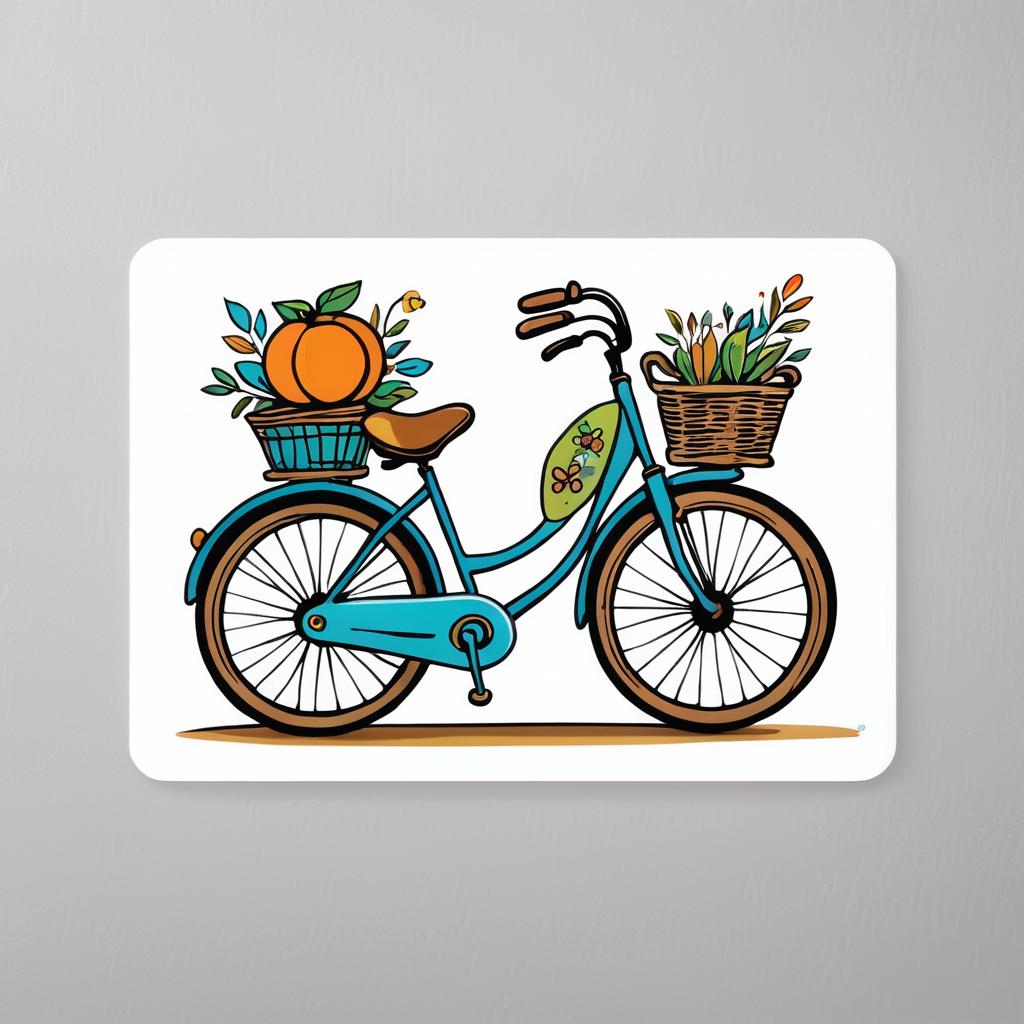 Whimsical Hand-Painted Bicycle Bumper Sticker