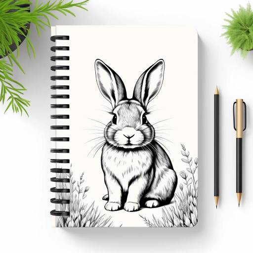 Charming Rabbit Sketch for Notebook Cover