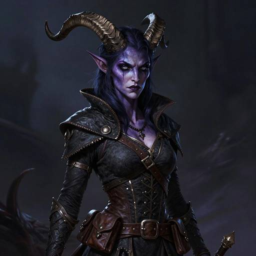 Surly Tiefling Thief Portrait Masterpiece