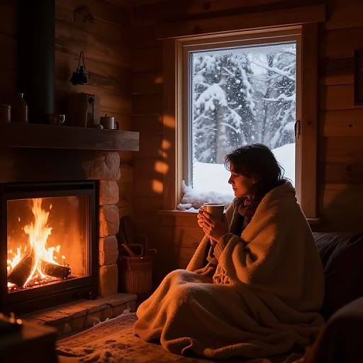 Cozy Cabin Romance by Fireplace