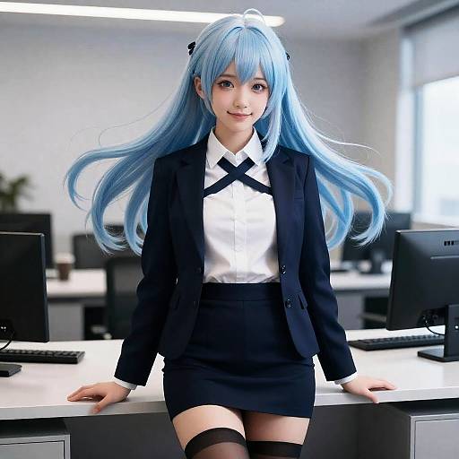 Realistic Portrait of Elegant Office Girl