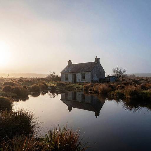 Foggy Moorland Abandoned Cottage