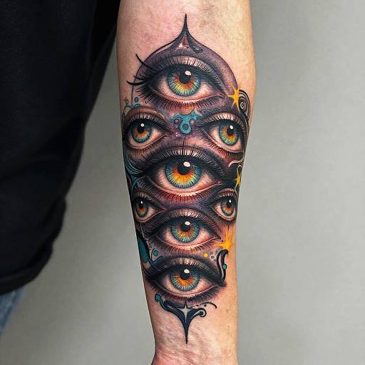 Surreal Mystical Multi-Eye Tattoo