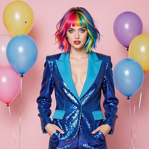 Vibrant Party Portrait of Young Woman