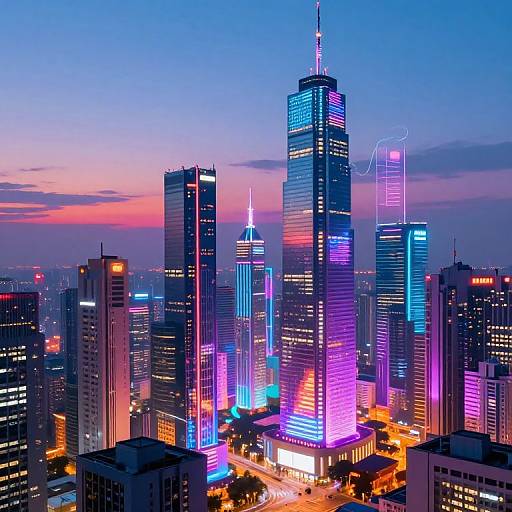 Abstract Futuristic Neon Cityscape