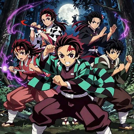 Demon Slayer Characters in Dynamic Battle