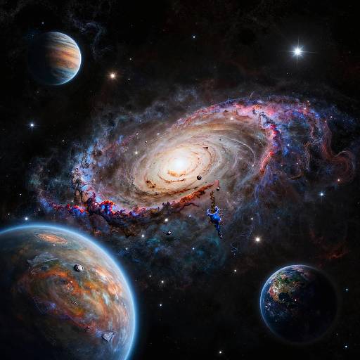 Realistic Galaxy with Nebulae and Planets