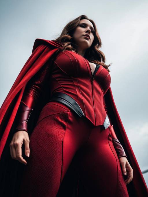 Woman in Scarlet Witch Costume Low-Angle