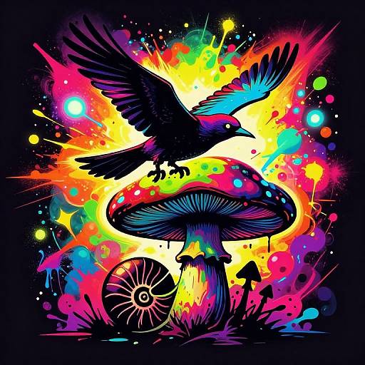 Vibrant Graffiti Bird and Explosion