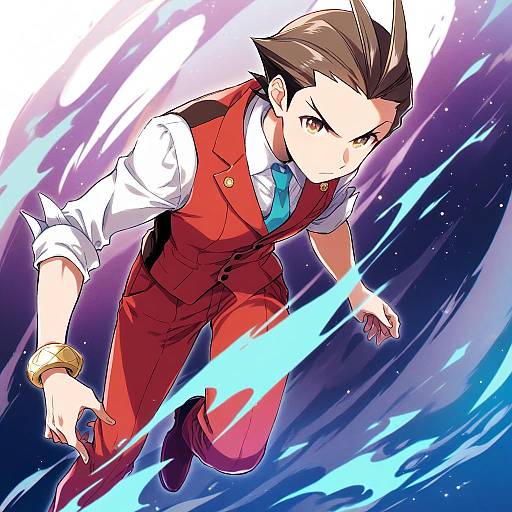 Illustration of Apollo justice, ace attorney in the style of Konayama kata