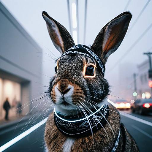 Neo-futuristic Rabbit with Light Trails