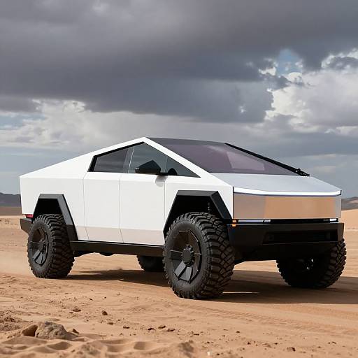 Futuristic Cybertruck in Desert