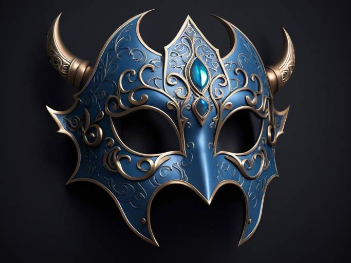 Ornate Blue Viking Horned Mask