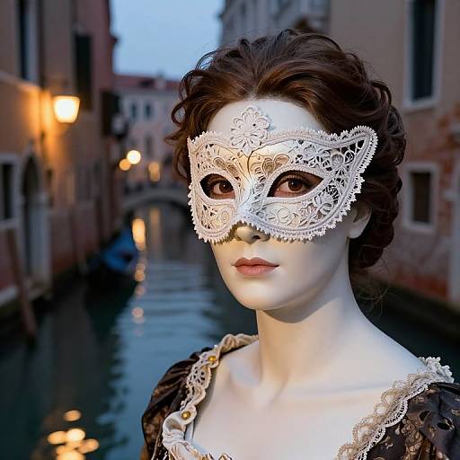Venetian Lady in Lace Mask Portrait