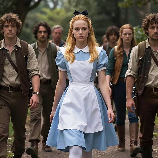 Alice Leading Adventurers in Forest