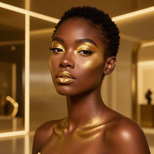 Futuristic Gold Makeup Fashion Shoot