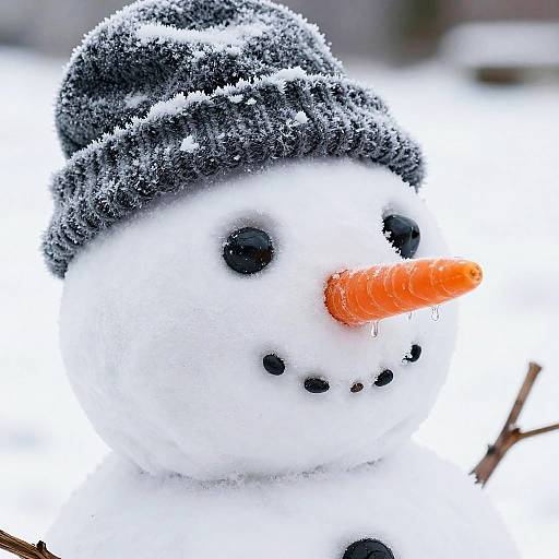 Realistic Snowman Head Close-Up