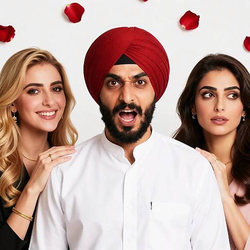 Three Diverse Adults with Rose Petals