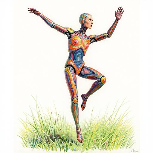 Fractal Humanoid Skipping Through Grass