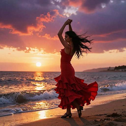 Sunset Flamenco Dance by the Sea