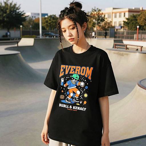 Twist Out Hairstyle in Urban Skatepark