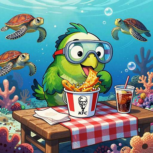 Jovial Parrotfish Picnic Scene