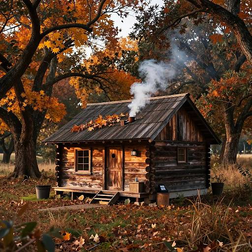 Cozy Rustic Cabin in Autumn Woods