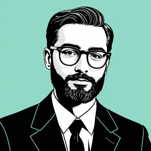 Minimalist Line Art Portrait of Bearded Man with Glasses