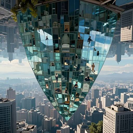 Inverted City with Dream-Reflecting Glass