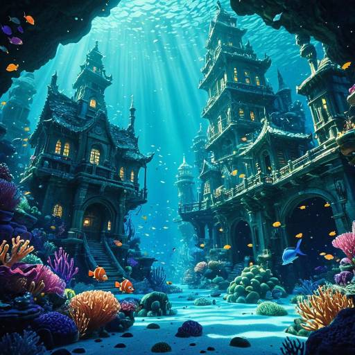 Underwater Mermaid City in Pixar Style
