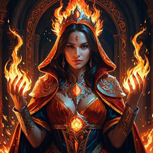 Female Pyromancer with Fiery Aura