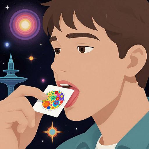 Psychedelic Sci-Fi Portrait of Young Man