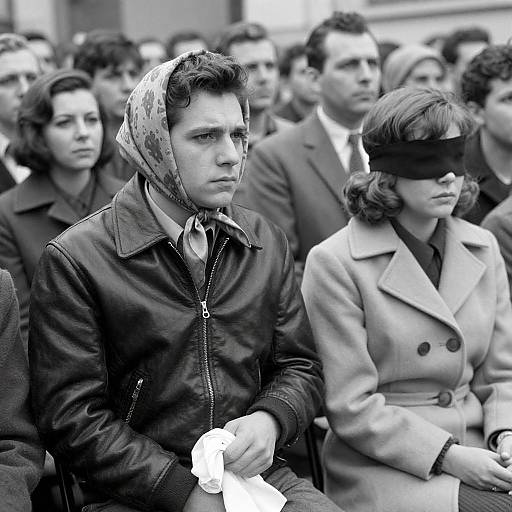 1960s Crowd in Black and White Photograph