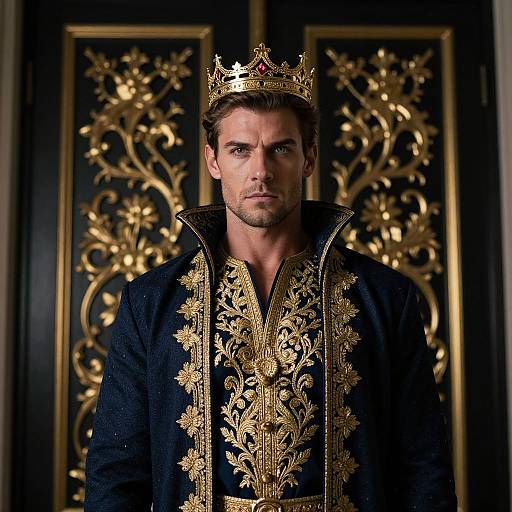 Regal Man in Ornate Blue and Gold