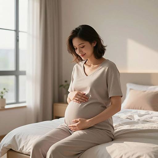 Pregnant Femboy in Minimalist Bedroom