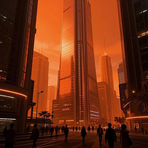 Futuristic Orange Cyberpunk Cityscape