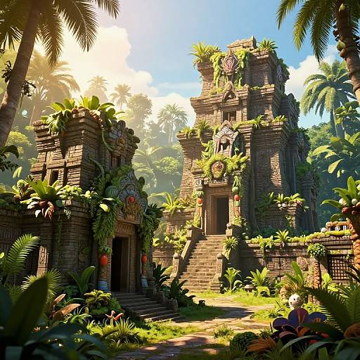 Ancient Jungle Ruins with Fantasy Flora